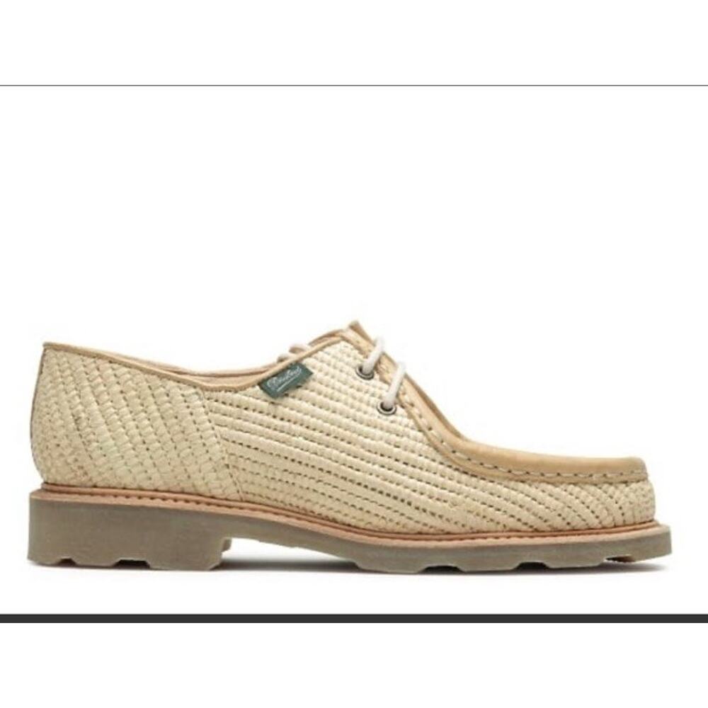 Paraboot Michael Raphia Womens Shoes Beige Derby Size EU 40 Us 9 Rubber Sole